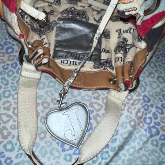 Vintage Striped Juicy Couture Purse Handbag Satchel Bag Nautical Terry Cloth Y2K - Picture 4 of 10